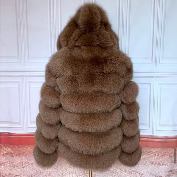 Luxurious real Fur Hooded Jacket - brown - Picture 2 of 2